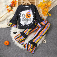 Load image into Gallery viewer, 2 Pieces Set Baby Kid Girls Halloween Letters Tops And Polka dots Pants Wholesale 25101524
