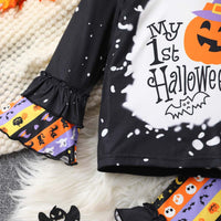 Load image into Gallery viewer, 2 Pieces Set Baby Kid Girls Halloween Letters Tops And Polka dots Pants Wholesale 25101524
