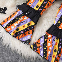 Load image into Gallery viewer, 2 Pieces Set Baby Kid Girls Halloween Letters Tops And Polka dots Pants Wholesale 25101524
