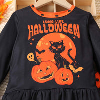 Load image into Gallery viewer, 2 Pieces Set Baby Kid Girls Halloween Letters Tops And Polka dots Pants Wholesale 25101524
