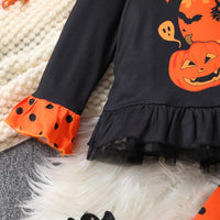 Load image into Gallery viewer, 2 Pieces Set Baby Kid Girls Halloween Letters Tops And Polka dots Pants Wholesale 25101524
