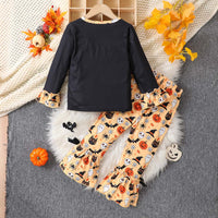 Load image into Gallery viewer, 2 Pieces Set Baby Kid Girls Halloween Letters Tops And Polka dots Pants Wholesale 25101524
