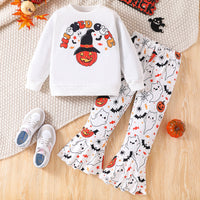 Load image into Gallery viewer, 2 Pieces Set Kid Girls Halloween Letters Tops Fruit And Cartoon Pants Wholesale 25101525
