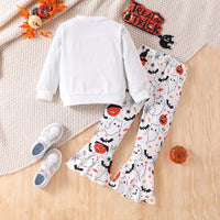 Load image into Gallery viewer, 2 Pieces Set Kid Girls Halloween Letters Tops Fruit And Cartoon Pants Wholesale 25101525
