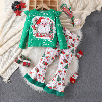 Load image into Gallery viewer, 2 Pieces Set Baby Kid Girls Christmas Letters Cartoon Tops And Pants Wholesale 25101526

