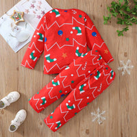 Load image into Gallery viewer, 2 Pieces Set Baby Kid Girls Boys Christmas Polka dots Cartoon Tops And Pants Wholesale 25101527

