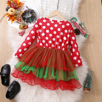 Load image into Gallery viewer, Baby Kid Girls Polka dots Cartoon Christmas Dresses Wholesale 25101529
