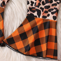 Load image into Gallery viewer, 2 Pieces Set Baby Kid Girls Halloween Letters Tops Leopard And Checked Pants Wholesale 25101533
