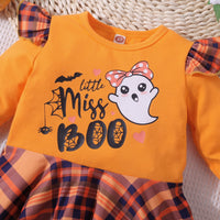 Load image into Gallery viewer, 2 Pieces Set Baby Kid Girls Halloween Letters Tops And Checked Pants Wholesale 25101534
