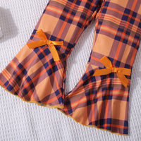 Load image into Gallery viewer, 2 Pieces Set Baby Kid Girls Halloween Letters Tops And Checked Pants Wholesale 25101534
