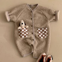 Load image into Gallery viewer, Baby Girls Boys Solid Color Checked Jumpsuits Wholesale 25110318
