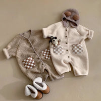 Load image into Gallery viewer, Baby Girls Boys Solid Color Checked Jumpsuits Wholesale 25110318
