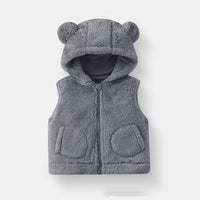 Load image into Gallery viewer, Unisex Solid Color Zip-up Vests Waistcoats, Fleece Hooded Vest for Boys and Girls in Autumn and Winter Wholesale 25110319
