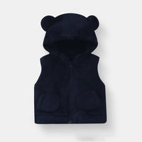 Load image into Gallery viewer, Unisex Solid Color Zip-up Vests Waistcoats, Fleece Hooded Vest for Boys and Girls in Autumn and Winter Wholesale 25110319
