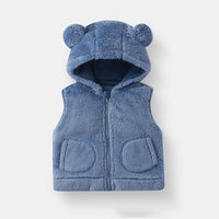 Load image into Gallery viewer, Unisex Solid Color Zip-up Vests Waistcoats, Fleece Hooded Vest for Boys and Girls in Autumn and Winter Wholesale 25110319
