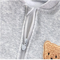Load image into Gallery viewer, Baby Boys Sweatshirt Onesie Fleece Jumpsuit with Teddy Bear Embroidery Wholesale 25110323

