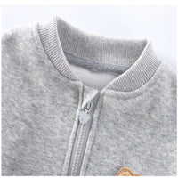 Load image into Gallery viewer, Baby Boys Sweatshirt Onesie Fleece Jumpsuit with Teddy Bear Embroidery Wholesale 25110323
