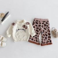 Load image into Gallery viewer, 2 Pieces Set Baby Kid Girls Cartoon Tops And Leopard Pants Wholesale 25110338
