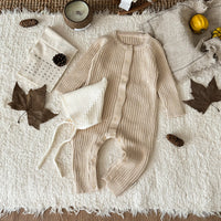 Load image into Gallery viewer, Baby Knitted Solid Color Jumpsuits Warm Cotton Winter Outwear for Infants Wholesale 25110339（Hat not included）
