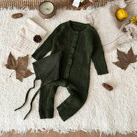 Load image into Gallery viewer, Baby Knitted Solid Color Jumpsuits Warm Cotton Winter Outwear for Infants Wholesale 25110339（Hat not included）
