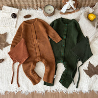 Load image into Gallery viewer, Baby Knitted Solid Color Jumpsuits Warm Cotton Winter Outwear for Infants Wholesale 25110339（Hat not included）
