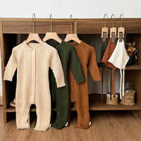 Load image into Gallery viewer, Baby Knitted Solid Color Jumpsuits Warm Cotton Winter Outwear for Infants Wholesale 25110339（Hat not included）
