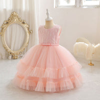 Load image into Gallery viewer, Kid Girls Solid Color Bow Princess Dresses Wholesale 25112508
