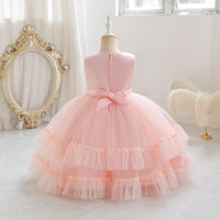Load image into Gallery viewer, Kid Girls Solid Color Bow Princess Dresses Wholesale 25112508
