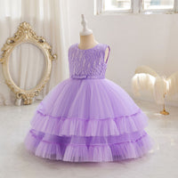 Load image into Gallery viewer, Kid Girls Solid Color Bow Princess Dresses Wholesale 25112508
