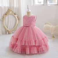 Load image into Gallery viewer, Kid Girls Solid Color Bow Princess Dresses Wholesale 25112508
