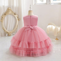 Load image into Gallery viewer, Kid Girls Solid Color Bow Princess Dresses Wholesale 25112508
