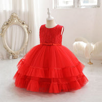 Load image into Gallery viewer, Kid Girls Solid Color Bow Princess Dresses Wholesale 25112508
