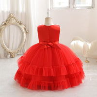 Load image into Gallery viewer, Kid Girls Solid Color Bow Princess Dresses Wholesale 25112508
