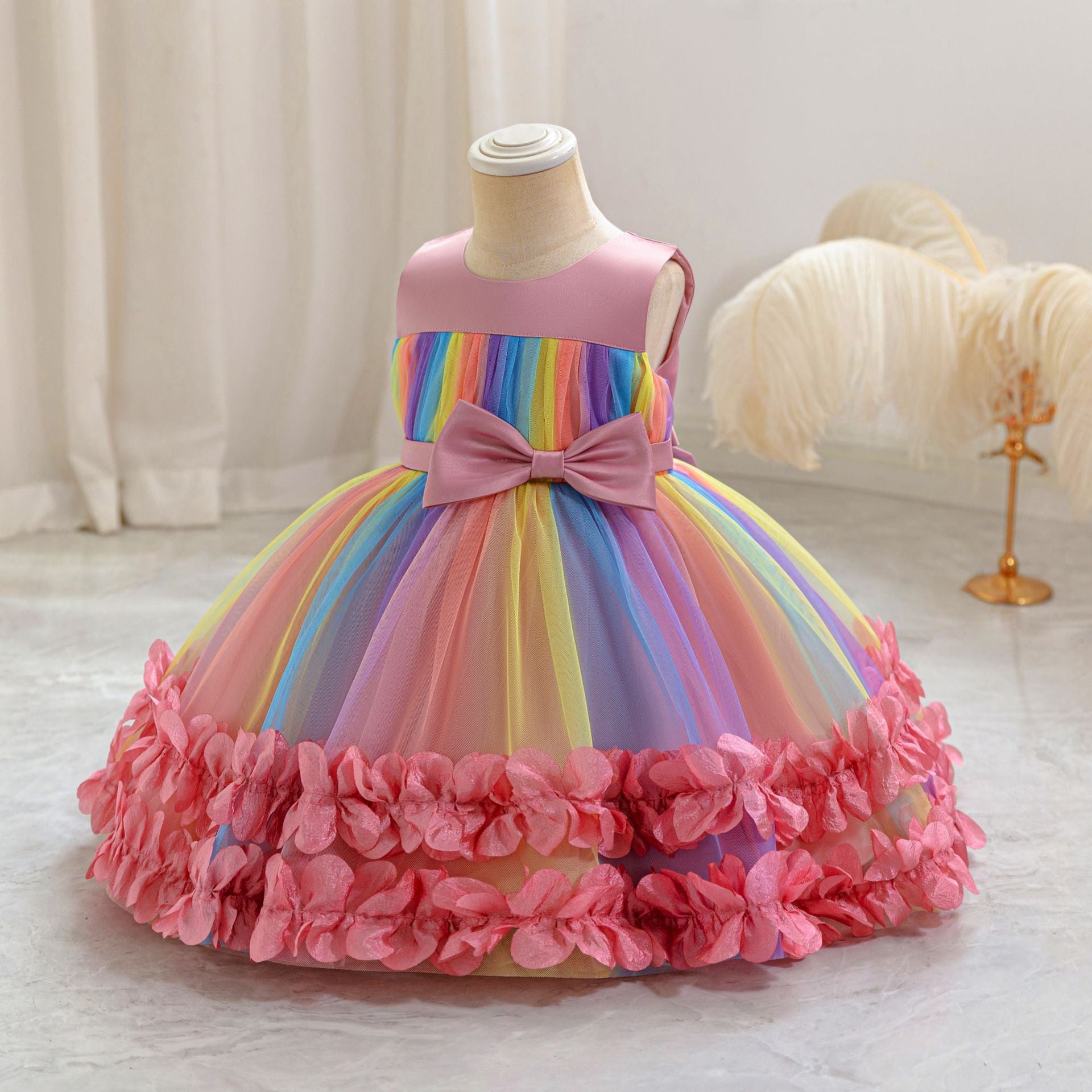strapless open back dress Baby Girl Black Herbon Style Elegant Princess Tutu Dress 100 (2-3Y) / Black main image 1