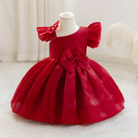 Load image into Gallery viewer, Baby Kid Girls Solid Color Bow Princess Dresses Wholesale 25112534
