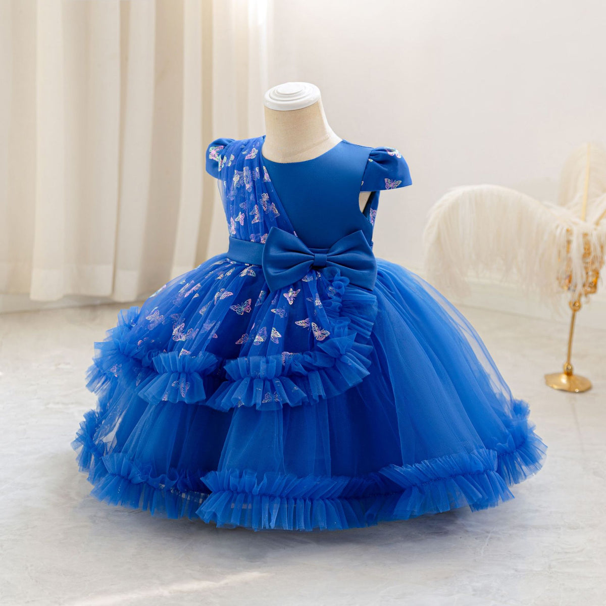 Baby Kid Girls Solid Color Butterfly Bow Princess Dresses Wholesale 25112542