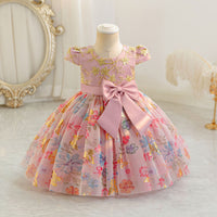 Load image into Gallery viewer, Baby Kid Girls Flower Bow Print Princess Dresses Wholesale 25112548
