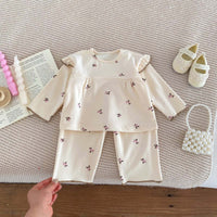 Load image into Gallery viewer, 2 Pieces Set Baby Girls Flower Print Tops And Pants Wholesale 25123101
