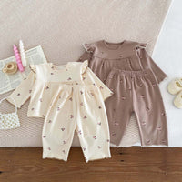 Load image into Gallery viewer, 2 Pieces Set Baby Girls Flower Print Tops And Pants Wholesale 25123101
