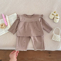 Load image into Gallery viewer, 2 Pieces Set Baby Girls Flower Print Tops And Pants Wholesale 25123101
