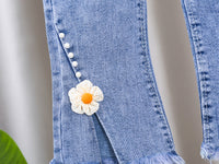 Load image into Gallery viewer, Baby Kid Girls Solid Color Flower Jeans Wholesale 26010702
