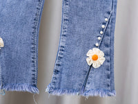Load image into Gallery viewer, Baby Kid Girls Solid Color Flower Jeans Wholesale 26010702
