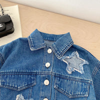 Load image into Gallery viewer, 2 Pieces Set Baby Kid Girls Solid Color Star Jackets Outwears And Skirts Wholesale 26012705
