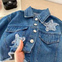 Load image into Gallery viewer, 2 Pieces Set Baby Kid Girls Solid Color Star Jackets Outwears And Skirts Wholesale 26012705

