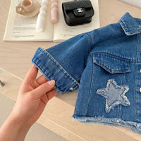 Load image into Gallery viewer, 2 Pieces Set Baby Kid Girls Solid Color Star Jackets Outwears And Skirts Wholesale 26012705
