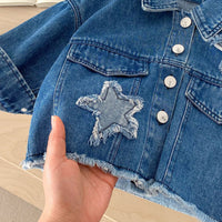 Load image into Gallery viewer, 2 Pieces Set Baby Kid Girls Solid Color Star Jackets Outwears And Skirts Wholesale 26012705
