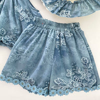 Load image into Gallery viewer, 2 Pieces Set Baby Kid Girls Solid Color Embroidered Tank Tops And Shorts Wholesale 26012707
