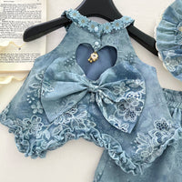 Load image into Gallery viewer, 2 Pieces Set Baby Kid Girls Solid Color Embroidered Tank Tops And Shorts Wholesale 26012707
