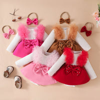 Load image into Gallery viewer, Baby Girls Color-blocking Bow Rompers Wholesale 26012708
