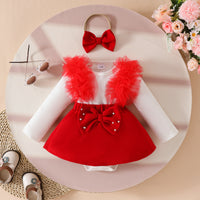 Load image into Gallery viewer, Baby Girls Color-blocking Bow Rompers Wholesale 26012708
